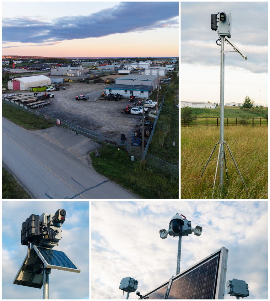 VSS security systems protecting Alberta job sites with 360° surveillance, thermal cameras, AI motion detection, and deterrents.