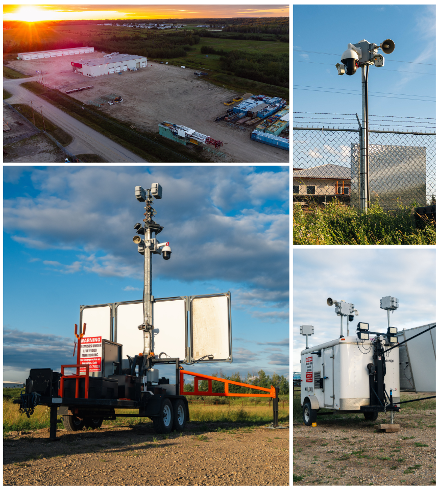 Surveillance trailers and security cameras protecting Alberta job sites from theft, vandalism, and downtime.